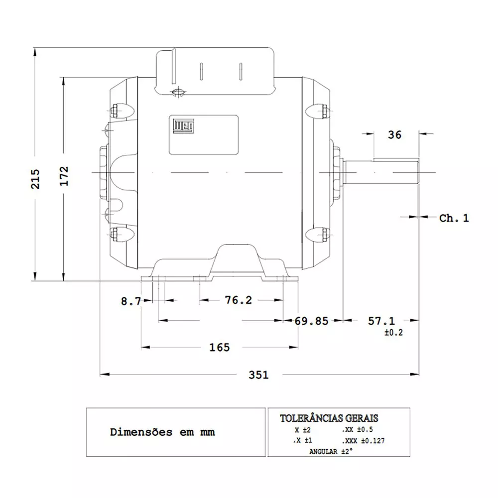 Motor Monofásico IP21 2 Cv/2 Pólos Weg